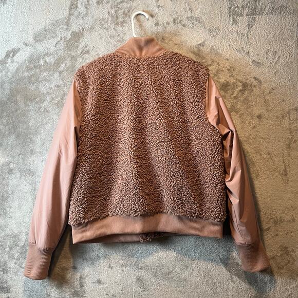 UpWest Pink Sherpa Bomber Jacket Size Large Pink Mauve - Picture 4 of 6